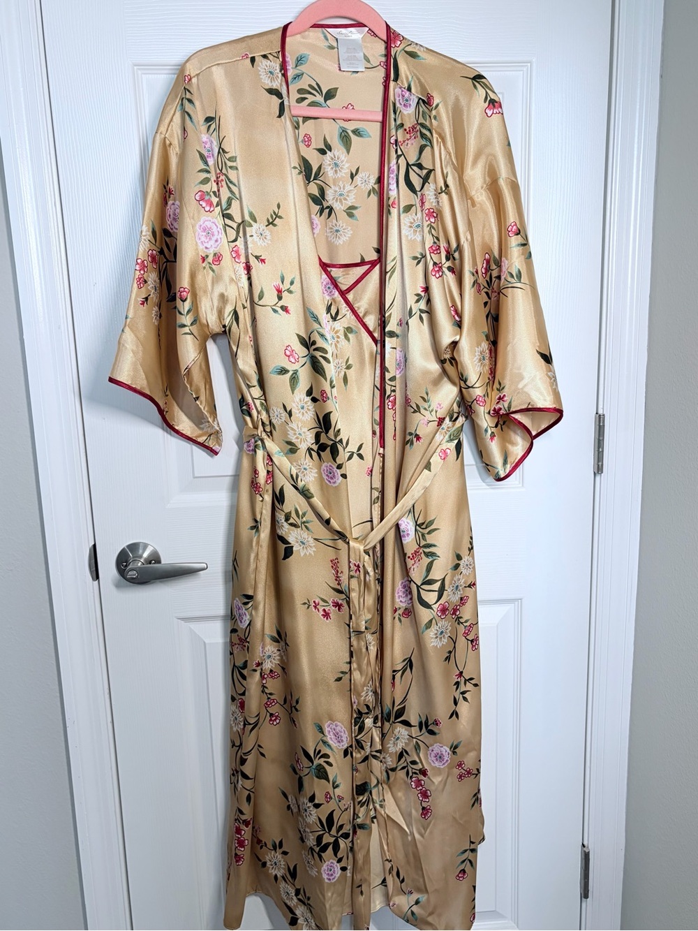 Secret Treasures Champagne Floral Satin Robe with Gown
